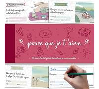 PACKLIST Talonario para Parejas en FRANCÉS 22 Vales para Parejas con Grandes Aventuras para Enamorar, 6 en blanco para la creatividad - Regalo Original para Parejas Aventureras muy Enamoradas!