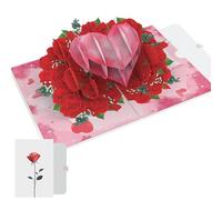 PACKLIST® Tarjeta Pop Up 3D con Corazón y Flores, un Regalo Romántico para Parejas y Seres Queridos, perfecta para dar Amor en ocasiones Especiales, Aniversario, Cumpleaños o para decir "Te Quiero"