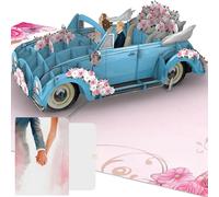 PACKLIST® Tarjeta Pop-Up 3D de Coche de Boda - La Felicitación Nupcial y el Obsequio Perfecto para la Luna de Miel. Dale Tu toque Personalizándola con un Mensaje para Crear una Tarjeta Inolvidable!