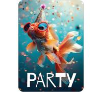 PACKLIST® Tarjetas de Invitación de Cumpleaños y Fiestas - ¡12 Tarjetas de Cumpleaños Personalizables con Pez de Colores para Tu Fiesta! Con esta Invitación Será un Éxito. Let´s PARTY!