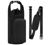 Packool Bolsa de transporte para botellas de agua, correa de hombro aislada con bolsillo con cremallera, bolsa de soporte aislada para vaso con correa ajustable, poliéster impermeable para senderismo