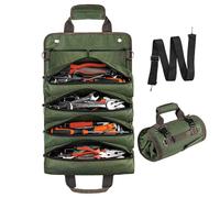 Packool Organizador de herramientas enrollable, incluye correa de hombro ajustable, bolsa de herramientas de tela Oxford impermeable para técnicos jardineros