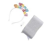 PACKOVE 1 Juego Tocado de diadema de cumpleaños fiesta tiara decoración fajas de cumpleaños Decoraciones de para niñas accesorios de para mujer Paño brillante