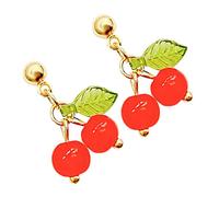 PACKOVE 1 Par pendientes de cereza pendientes llamativos para mujer pendientes bohemios pendientes de la joyería pendientes para niñas rojo cereza aretes joyas colgante Perder aleación