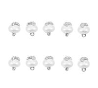 PACKOVE 10 Piezas Botones Decorativos de Lazo con Perlas para Costura Diy, Aleación y Plástico, Cierre Seguro y Diseño Elegante para Abrigos y Camisas