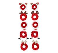PACKOVE 10 piezas Unidades Coleteros Elásticos Navideños para Mujer Lazos de Pelo Suaves y Festivos Accesorios para Coleta con Diseño de Santa Claus para Fiestas y Celebraciones