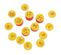 PACKOVE 100 Unidades Etiquetas de Plástico Amarillas Números Redondas Reutilizables para Identificación Fácil de Llaves y Bienes en Hoteles y Hogares