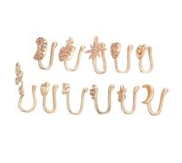 PACKOVE 11 Piezas Anillos Falsos Nariz Cobre con Circonita u Forma Clip sin Perforación Joyería para Mujeres Hombres Adolescentes Elegante y Versátil
