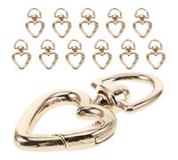 PACKOVE 12 Piezas Mosquetón Forma de Corazón Dorado de Aleación de Zinc para Llaveros y Bolsos, Cierre de Anilla de Resorte Fácil de Usar, Accesorio Decorativo Versátil y Elegante