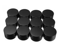 PACKOVE 12 Tarros Metálicos Redondos Negros de 50 Ml para Velas, Contenedores para Guardar Velas y Manualidades, Recipientes Compactos para Viaje y Almacenamiento de Cera Sólida
