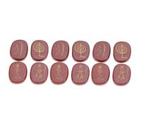 PACKOVE 12piezas Piedras De Palma De Chakra Grabadas Rojo Cristales De Sanación Ovalados Para y Energético