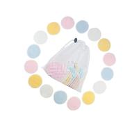 PACKOVE 16 piezas Discos Desmaquillantes Reutilizables de Algodón con Bolsa de Lavado Azul Rosa y Amarillo Almohadillas de Limpieza Facial para Maquillaje y Cuidado