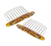PACKOVE 2 Pcs Peinetas Laterales de Diseño de Mármol, Dientes de Hierro Duraderos, Cómodas Cuero Cabelludo, Ideales para Bodas y Uso Diario