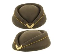PACKOVE 2 Piezas Air Hostess Caps Beret Flight Attendant Hat Wool Blend Breathable Comfortable For Cosplay Halloween Party Uniform Accessory
