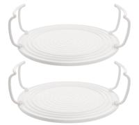PACKOVE 2 Piezas de Bandejas para Horno Microondas Redondeadas de Abs, Estantes de Almacenamiento en Capas Prácticos para Uso en Cocina y Microondas