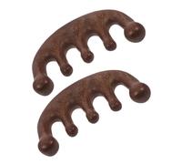 PACKOVE 2 piezas Peine de Masaje para Cabelludo de Madera Natural Diseño de Dientes Anchos para Cuidado Masajeador de Puntos de Acupresión para Aliviar Fatiga y Relajación