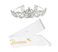 PACKOVE 2 Piezas Prom Sash y de Cristal con Rhinestones Tocado para Boda y Fiesta Accesorios de Cabello Duraderos y Elegantes para Novia Invitada