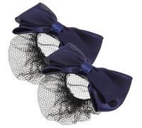 PACKOVE 2 piezas Redes para Moño con Lazo para Mujer Clips para Pelo Fuerte y Decorativo Accesorios Profesionales para Enfermeras y Azafatas Color Azul Real