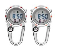 PACKOVE 2 Piezas Reloj Clip Reloj de Bolsillo de Acero Inoxidable Función Luminosa, para Cinturón, Mochila, Bandolera y Bolso, Actividades al Aire Libre y Escalada