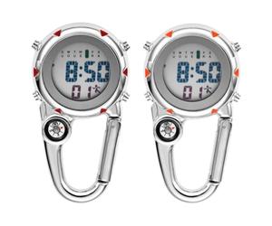 PACKOVE 2 Piezas Reloj Clip Reloj de Bolsillo de Acero Inoxidable Función Luminosa, para Cinturón, Mochila, Bandolera y Bolso, Actividades al Aire Libre y Escalada