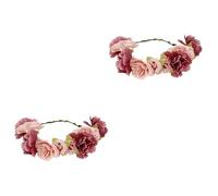PACKOVE 2 Uds Guirnalda De Flores Diadema De Flores Rosas Para Niñas Lazos Para El Cabello Diademas De Flores Tocado Nupcial Accesorios Para El Cabello De Mujer Diademas De Flores Para