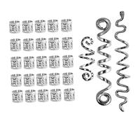 PACKOVE 28 Piezas Accesorios para Rastas Trenzas Espiral Joyas Cabello Anillos Cabello Puños Dijes Decoración para Trenzas Anillos de Metal