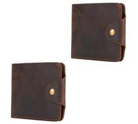 PACKOVE 2piezas Cartera De Cuero Auténtico para Hombre Diseño Práctico Compartimento para Monedas y Protección RFID para Guardar Dinero y Tarjetas Fácil De Limpiar y Transportar