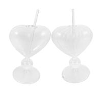 PACKOVE 2piezas Copas de Cóctel Forma de Corazón Vasos de Vidrio Transparentes para Parejas Regalo Romántico para Bodas y San Valentín Diseño Elegante y Estable para Fiestas