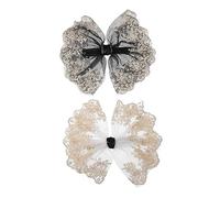 PACKOVE 2piezas Horquilla De Encaje Lazo De Moda Accesorio Pelo Espalda Para Fiestas Color Negro Material De