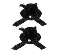 PACKOVE 2piezas Horquilla De Plumas Negra Decorativa Pelo Pinza Pelo De Moda Para Niñas Broches Presión Para Sombreros