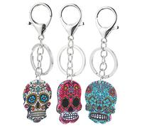 PACKOVE 3 Piezas Anillo De Llavero Con Colgante De Calavera Llaveros Europeos y Americanos Favor De Fiesta Joyería Llaveros Figuritas De Personas Diminutas Esqueleto Flor Acrilica