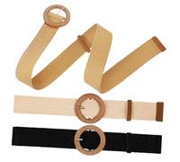 PACKOVE 3 piezas Cinturones Anchos Trenzados para Mujer Hebillas Redondas Cinturón Resistente para Vestidos Jeans y Uso Diario Colores Blanco y Negro Cómodo y Duradero