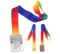 PACKOVE 3 Piezas Placa Cuadrada de Aleación para Judo y Taekwondo con Cinta de Cuello, Adecuada para Torneos y Fiestas, para Adultos y Jóvenes