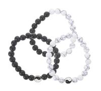 PACKOVE 3 piezas Pulseras Deportivas de Cuentas Chino Negro Pulseras Elásticas Unisex Accesorio de Buena para Amistad y Diario