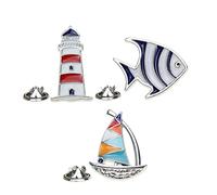 PACKOVE 3 Piezas Solapa De Pescado Accesorios Antiguos Accesorios De Traje Enamorate De Ti Adornos De Metal Broche De Faro Pin De Esmalte Hawaiano Pines De Solapa Únicos Aleación Cuerpo