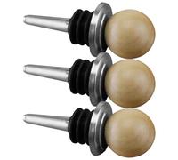PACKOVE 3 tapones para botellas de vino de acero inoxidable con mango de madera de cuerno para boca de botella de 1.7 pulgadas, para uso en casa, bar y fiesta