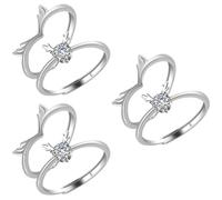 PACKOVE 3pares Anillos De Ajustables De Antlers Para San Valentín Joyería Romántica De Inoxidable Para Novios y Novias Diseño Único y Cómodo