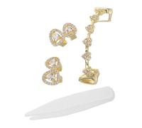 PACKOVE 3piezas Brackets Dorados Forma de Corazón Parrillas de Joyería para Halloween Parrillas para Dientes de Rapero para Disfraces de Hip Hop y Celebraciones