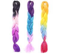 PACKOVE 3piezas Extensiones De Trenzas De Degradados Para Pelucas Accesorios De Cabello Sintético Para Uso Diario y Estilos