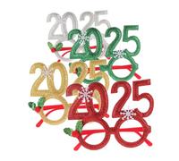 PACKOVE 4 piezas Diademas Festivas con Monturas de Gafas Números Accesorios y Elegantes para Fotos y Fiestas Navideñas Fin de Año de Colores Plata Rojo y Verde