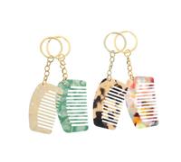 PACKOVE 4 Piezas Mini Llavero Peine Peine De Dientes Anchos Cabello Rizado Portátil Pequeño Decoraciones Creativas