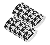 PACKOVE 48 Pulseras de Goma Elásticas Diseño de Huellas de Pata, Colores Negro y Blanco, Pulseras para Eventos y Regalos de Fiesta, Ideales para Cumpleaños y Celebraciones