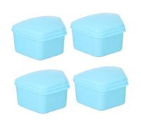 PACKOVE 4piezas Caja Para Prótesis Dentales De Plástico Estuche Trapezoidal Ligero Unidades Para Personas Mayores Viajes y Uso Doméstico
