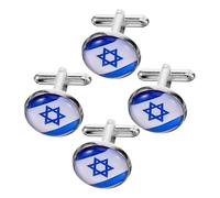 PACKOVE 4piezas Cufflinks Diseño De Bandera De Israel Para Camisas De Hombre Botones De Mangas Elegantes y Prácticos Para Eventos y Banquetes