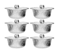PACKOVE 6 Ollas Desechables de Aluminio con Tapa, Resistentes a Altas Temperaturas y Diseño Portátil, Ideales para Cocinar y Barbacoa en Picnics o Camping
