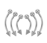 PACKOVE 6 Piercings De Acero Quirúrgico Curvo Para Cejas Largos Para Ombligo Estilo Steampunk Para Mujer Estilo Punk Vintage Plateados