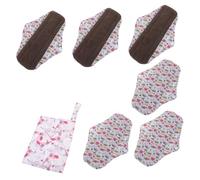 PACKOVE 6 Piezas Almohadilla Sanitaria De Carbón De Bambú Mujer Adulto Período Almohadillas Para Lavable Compresa Menstrual Reutilizable Servilleta Sanitaria Algodon Organico