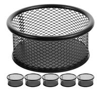 PACKOVE 6 Soportes Porta Clips de Papel de Malla Metálica Negra, Organizador Multifuncional para Escritorio, Dispensador para Clips, Chinchetas y Objetos Pequeños, Set de 6 Unidades,