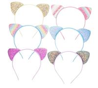 PACKOVE 6piezas Diadema Orejas De Gato y Lentejuelas Para Niña Diademas Bonitas Purpurina Para Fiestas De Princesa y Disfraces Infantiles