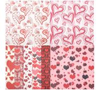 PACKOVE 8 Piezas Tela de Patchwork para San Valentín de Algodón Poliéster, Diseño Romántico Patrón de Corazón, Adecuado para Manualidades y Bolsos Pequeños Hechos a Mano